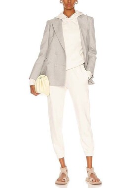 现货 RtA sydney 显瘦宽松紧腰刺绣 logo 收脚运动休闲卫裤女白色