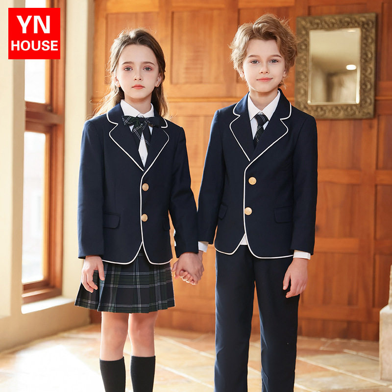 儿童校服学院风套装幼儿园园服西装春秋款小学生英伦风班服三件套