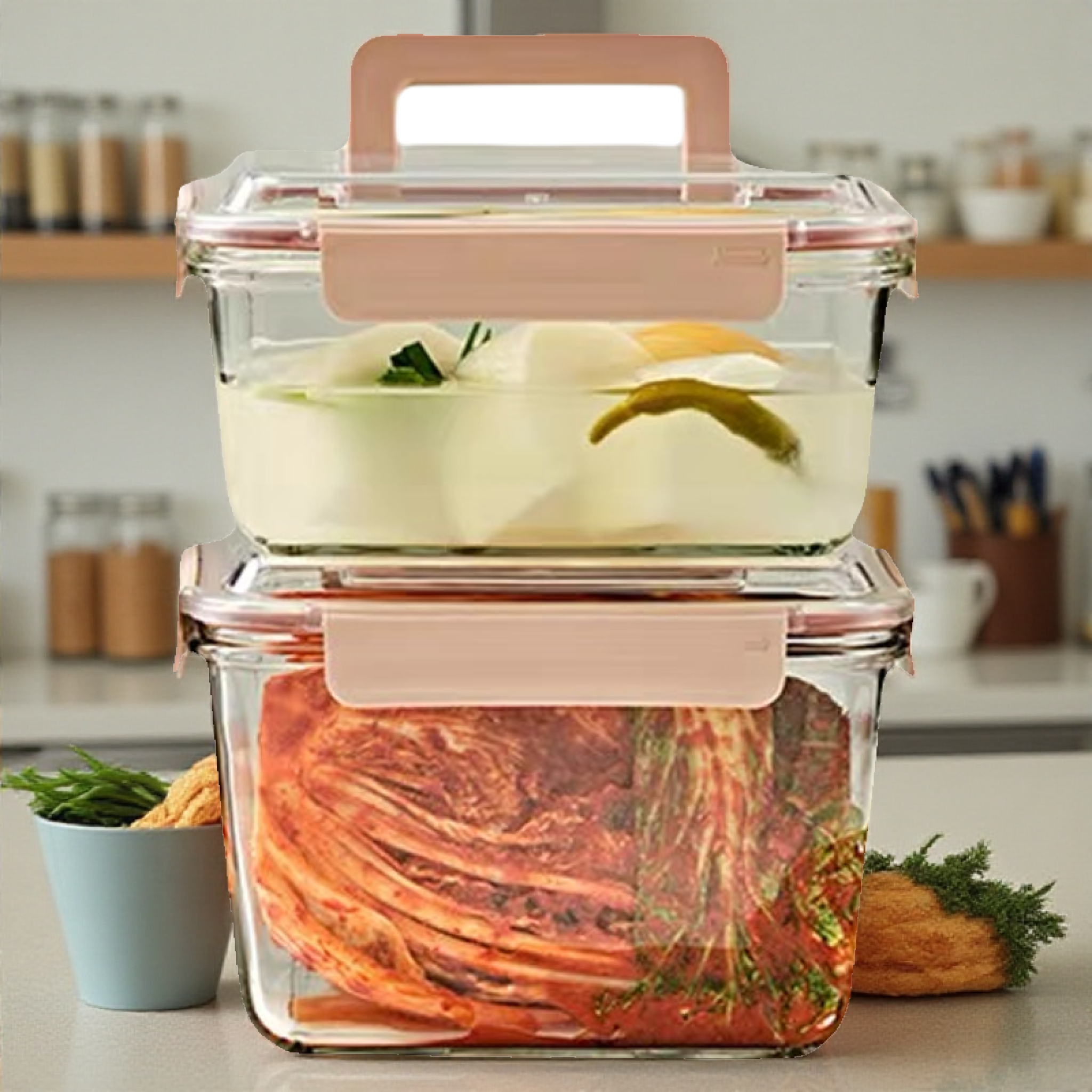 韩国进口GLASSLOCK玻璃保鲜盒长方形泡菜盒微波炉适用冰箱收纳盒