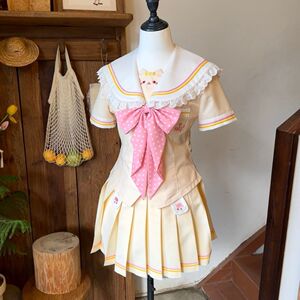 织羽岛【喵芝语】JK原创正版水手服可爱黄色蕾丝花边显瘦小喵制服