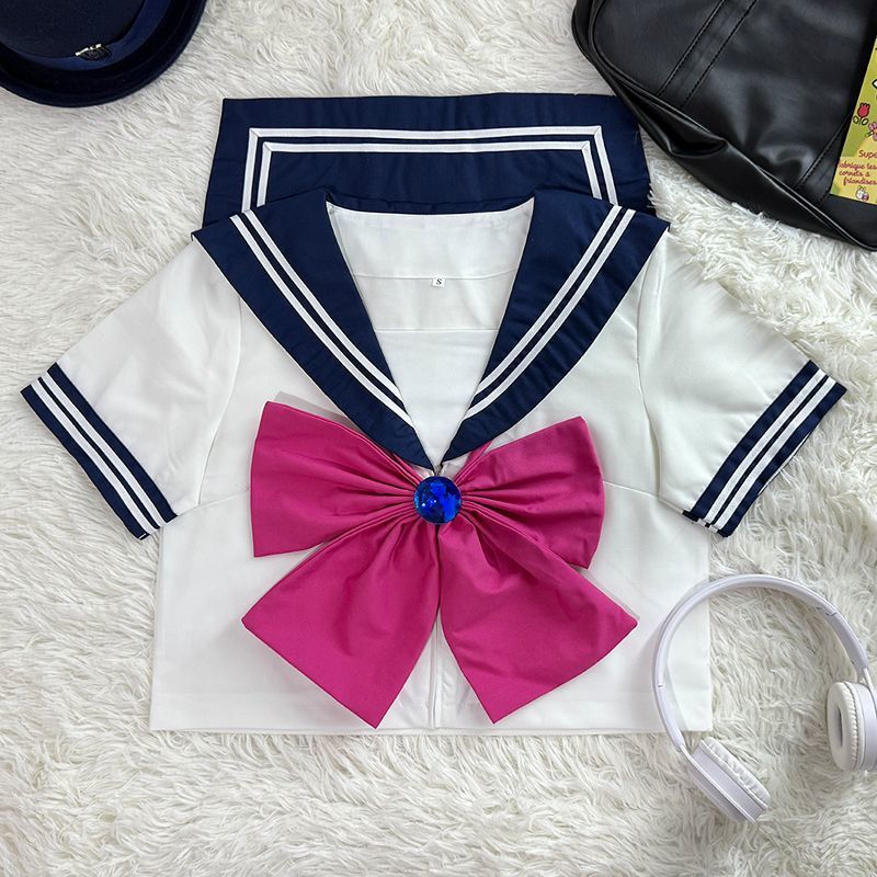藏青色美少女正版战士女日系jk制服水手服日系学院短袖套装