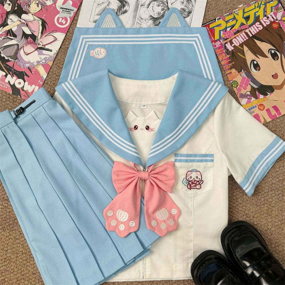 【海盐喵喵】知半城原创萌款jk制服裙幼稚园可爱短袖甜美日系套装