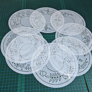 281 刺绣画图模板拓图描图工具茶壶垫茶垫 甜甜圈窝窝杯垫壶托