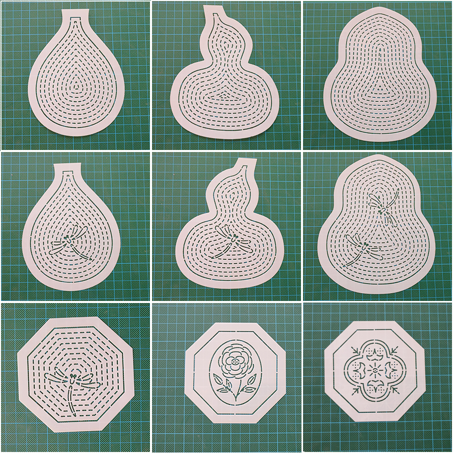 200 新密密缝系列 刺绣刺子绣模板镂空画图拓图描图工具茶垫茶席