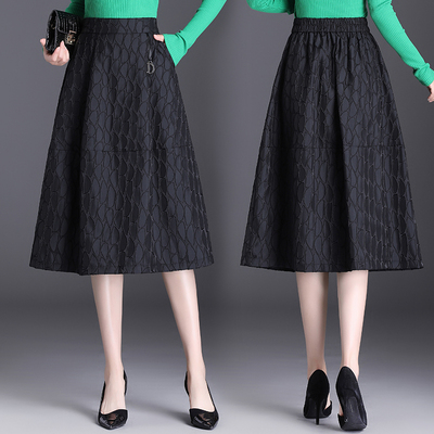 中长遮肉显瘦百褶裙气质伞裙
