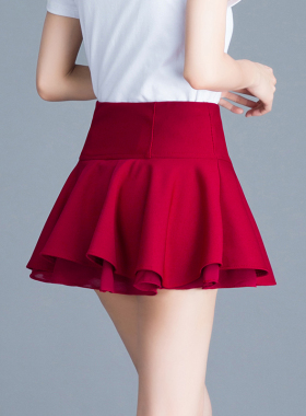 2026新款高腰弹力百褶雪纺超短裙半身裙A字裤裙显瘦防走光打底裙