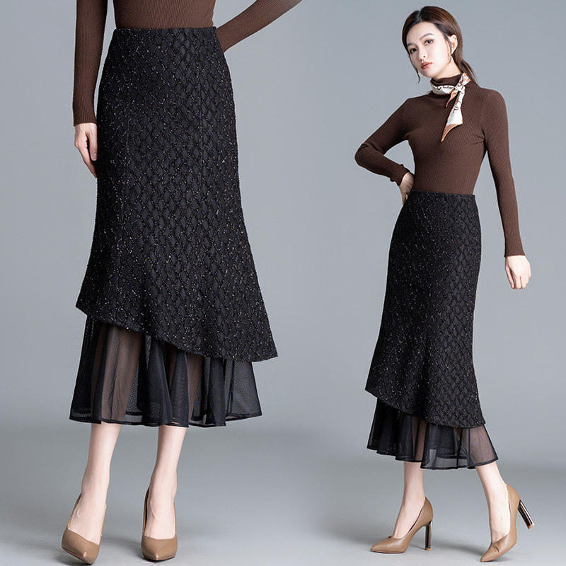 加绒加厚亮丝网纱鱼尾半身裙女2025新款包臀裙一步裙高腰显瘦冬裙,女装/女士精品,半身裙,淘宝优惠券,粉丝福利购,淘宝优惠卷