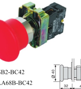 SB2(LA68B-B XB2)-BC42 金属蘑菇头开关 弹簧自返式