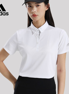 阿迪达斯t恤女夏季新款POLO衫高尔夫运动速干短袖翻领上衣
