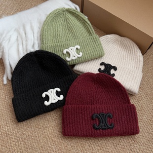 凯旋门针织毛线帽子女秋冬保暖护耳冷帽男新款羊毛软糯多色可选潮