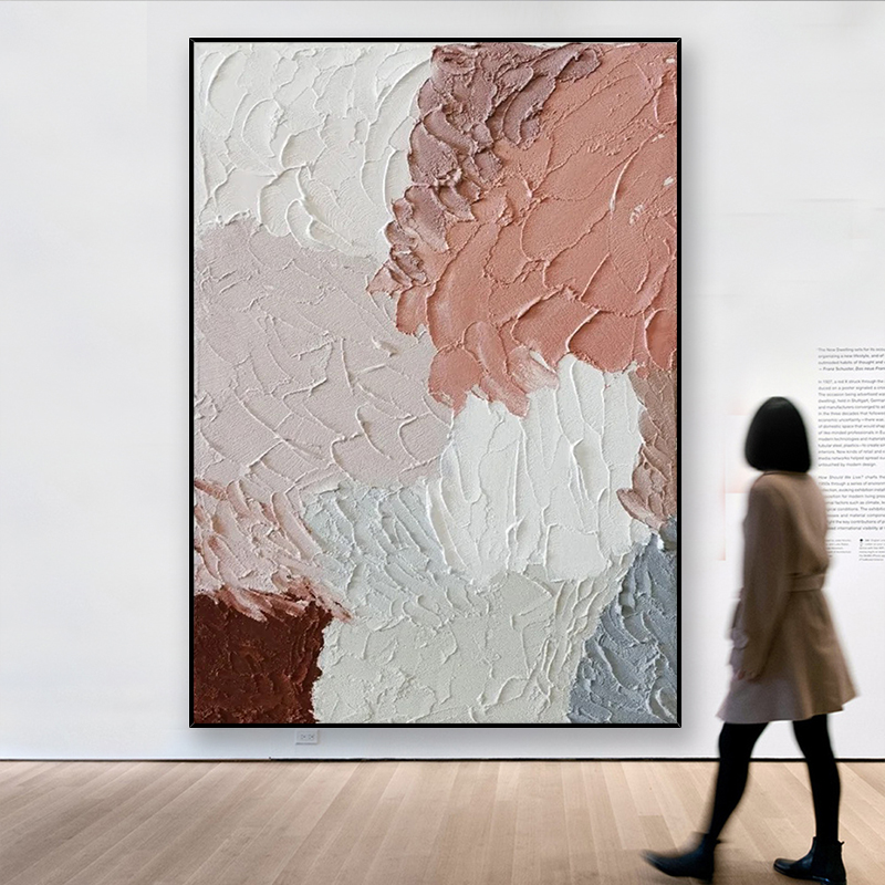 手绘油画现代客厅玄关背景墙装饰画斑斓交错轻奢挂画餐厅卧室书房