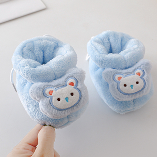 3个月6新生儿鞋 套防掉软底鞋 子 夹棉初生宝宝保暖鞋 婴儿脚套秋冬季