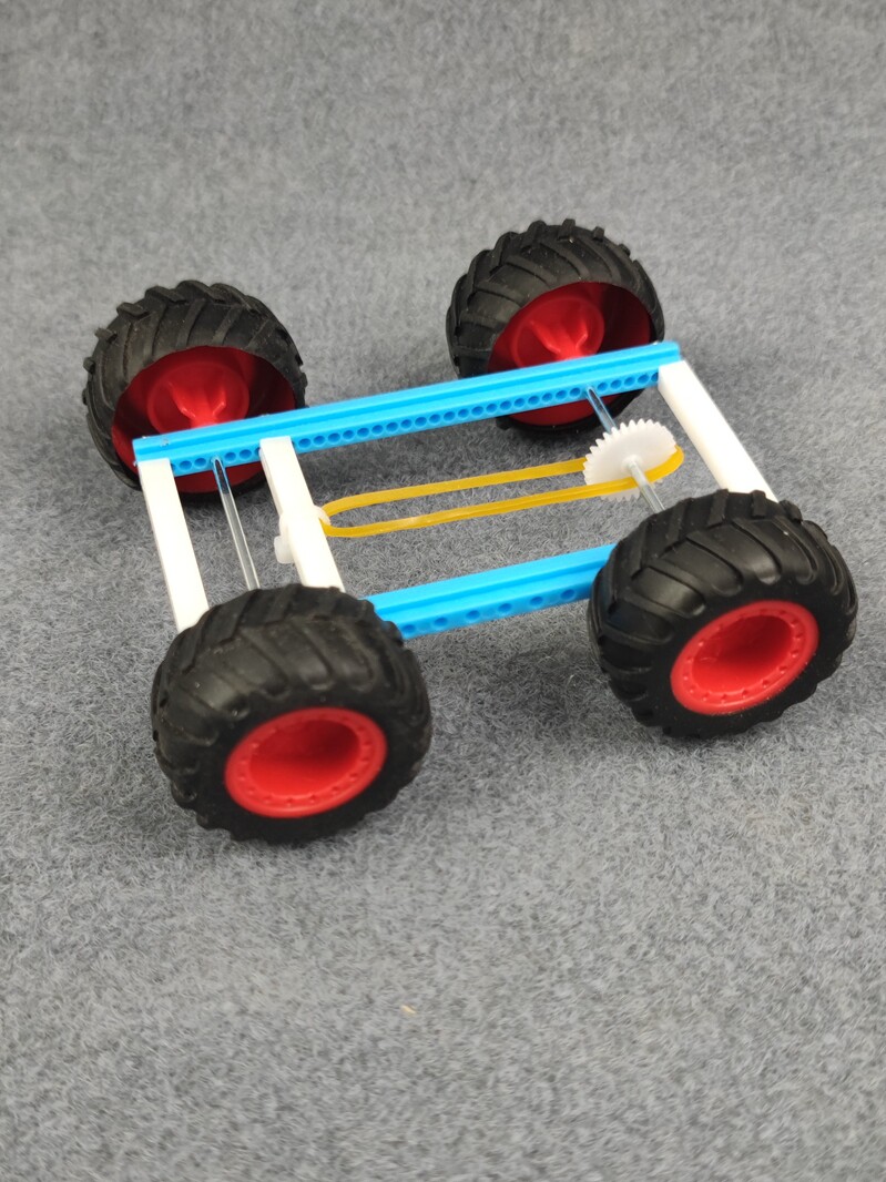 橡皮筋动力小车教具 小学五年级科学课教具科技小制作小发明材料