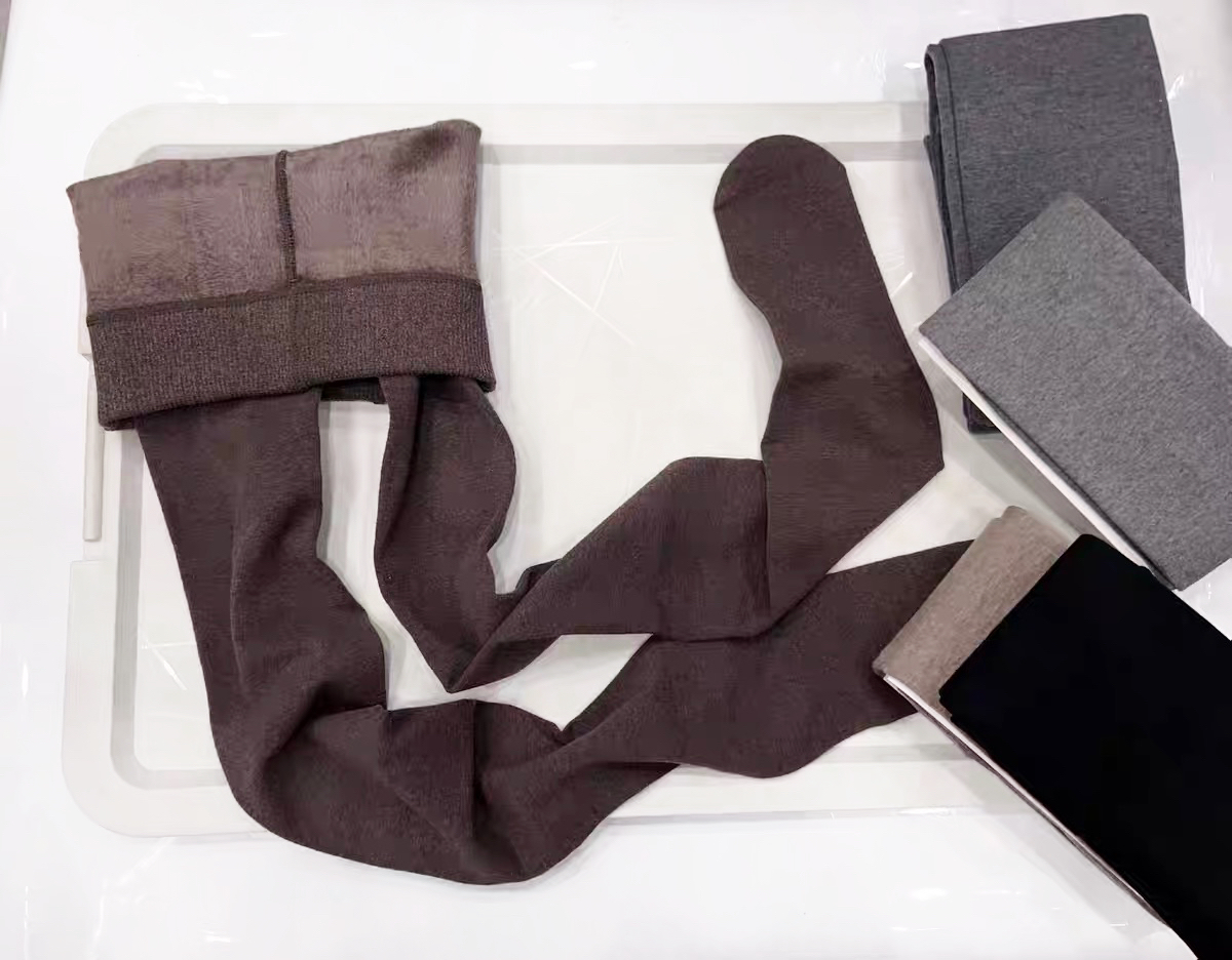 加绒加厚微压力，羽毛绒平纹，棉感哑光高腰连裤袜，踩脚袜