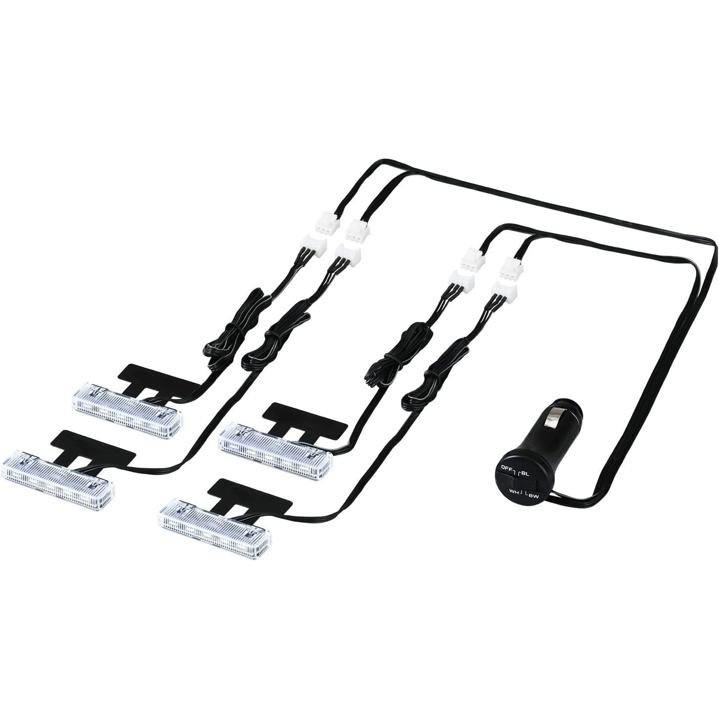 日本汽车改装LED氛围灯车内彩色气氛内饰脚底灯蓝色白色脚窝灯4头