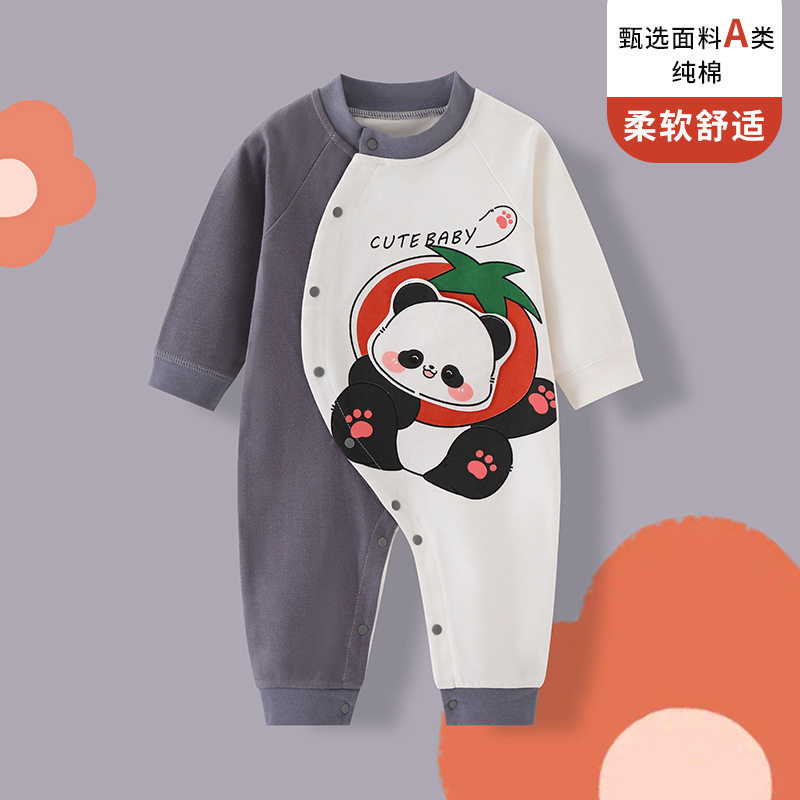 婴儿鸳鸯裤新生儿连体衣爬服春季周岁单扎牙网红纯棉男女宝宝春款