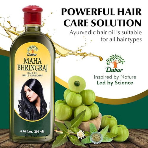 Dabur发油 Maha Bhringraj 草本阿育吠陀护发油护发和头皮按摩油