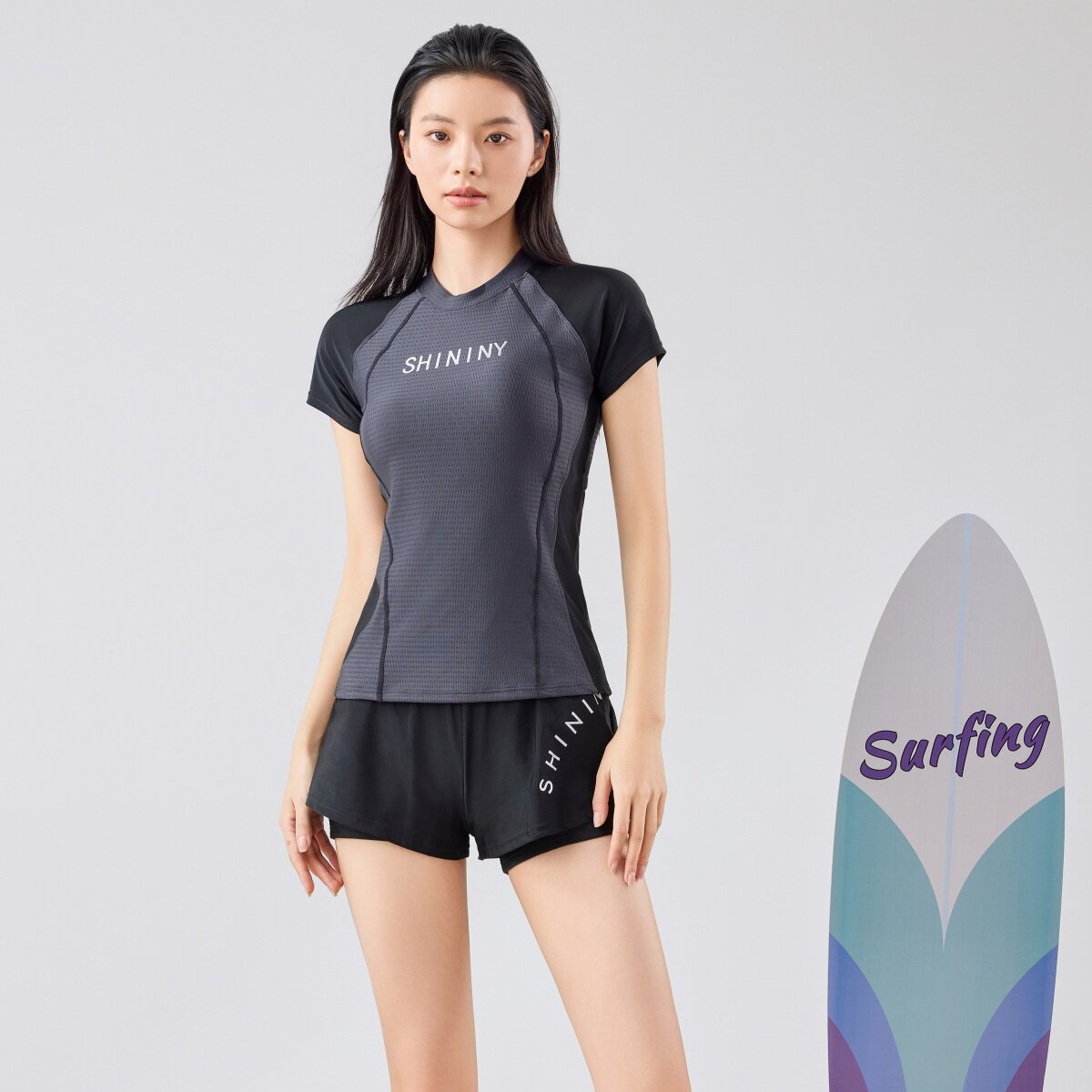 女泳装专业平角少女显瘦遮肚泳衣