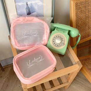 进价清仓~粉色半透明pvc洗漱包 柔软化妆包手拿包 浴室洗澡收纳包