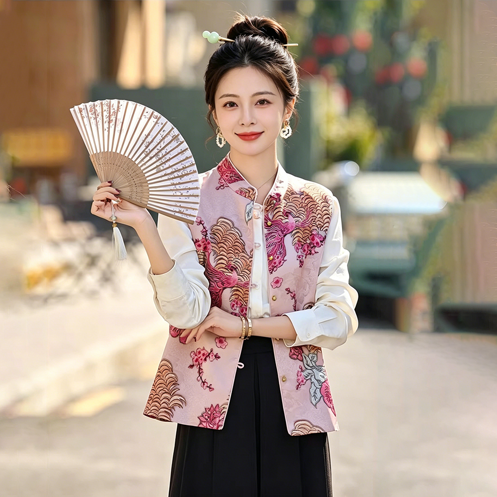 新中式马甲女大码春装女胖mm套装打底衫2026新款两件套妈妈200斤