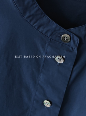 蓝色系clean fit日系复古纯棉立领设计长袖衬衫极简经典百搭衬衣