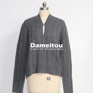 气质绝了~西班牙小众订单尾客供纯羊毛纱线蓬松立体针织绞花毛衣