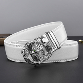 休闲商务裤 皮带男士 自动扣韩版 白色腰带男真皮黑色百搭简约青年潮