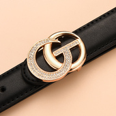 百搭牛仔裤 装 饰腰带2025新款 女士皮带时尚 真皮红色裤 带简约潮流细