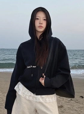 韩国正品直邮luth product复古小鹿连帽卫衣女拉链开衫休闲外套