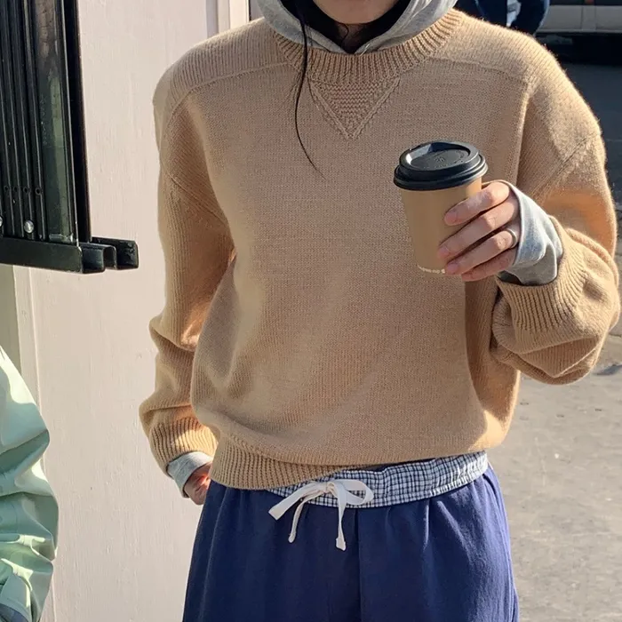 韩国正品直邮设计师品牌HAAG25秋冬简约休闲百搭羊毛衫上衣