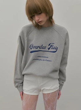 韩国小众品牌 overdueflair25秋季新款休闲宽松圆领字母卫衣