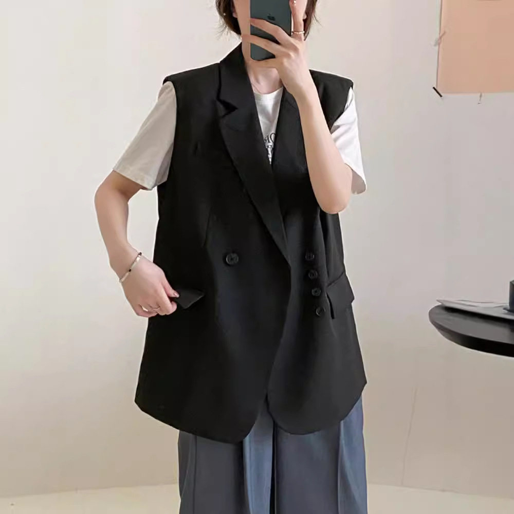 黑色女士西装小个子通勤马甲外套女2025春秋新款设计感小众坎肩夹