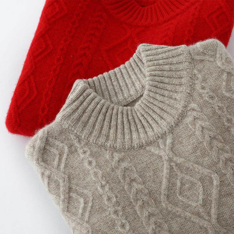 100%纯羊毛衫半高领菱形格男女童扭花宽松宝宝加厚中大保暖毛衣,童装/婴儿装/亲子装,毛衣/针织衫,淘宝优惠券,粉丝福利购,淘宝优惠卷