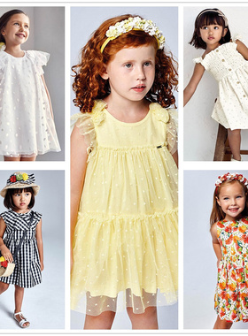 现货西班牙mayoral麦悠女中童装春夏公主生日度假洋气礼服连衣裙