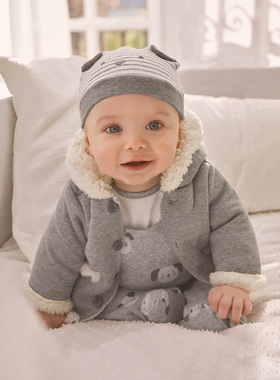 现货西班牙mayoral麦悠男女婴儿周岁秋冬羊羔毛连帽保暖棉衣外套