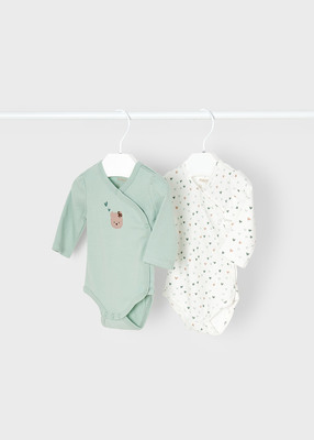 现货西班牙mayoral麦悠女婴春秋印花小熊开档长袖连体衣礼盒套装