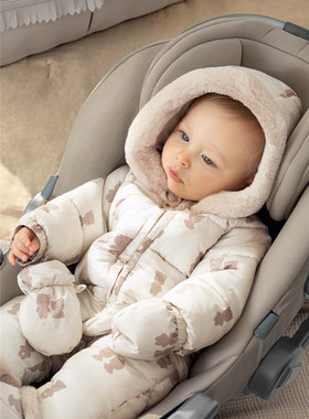 现货西班牙mayoral麦悠婴幼儿童秋冬拉链手脚套开档连体棉服外套