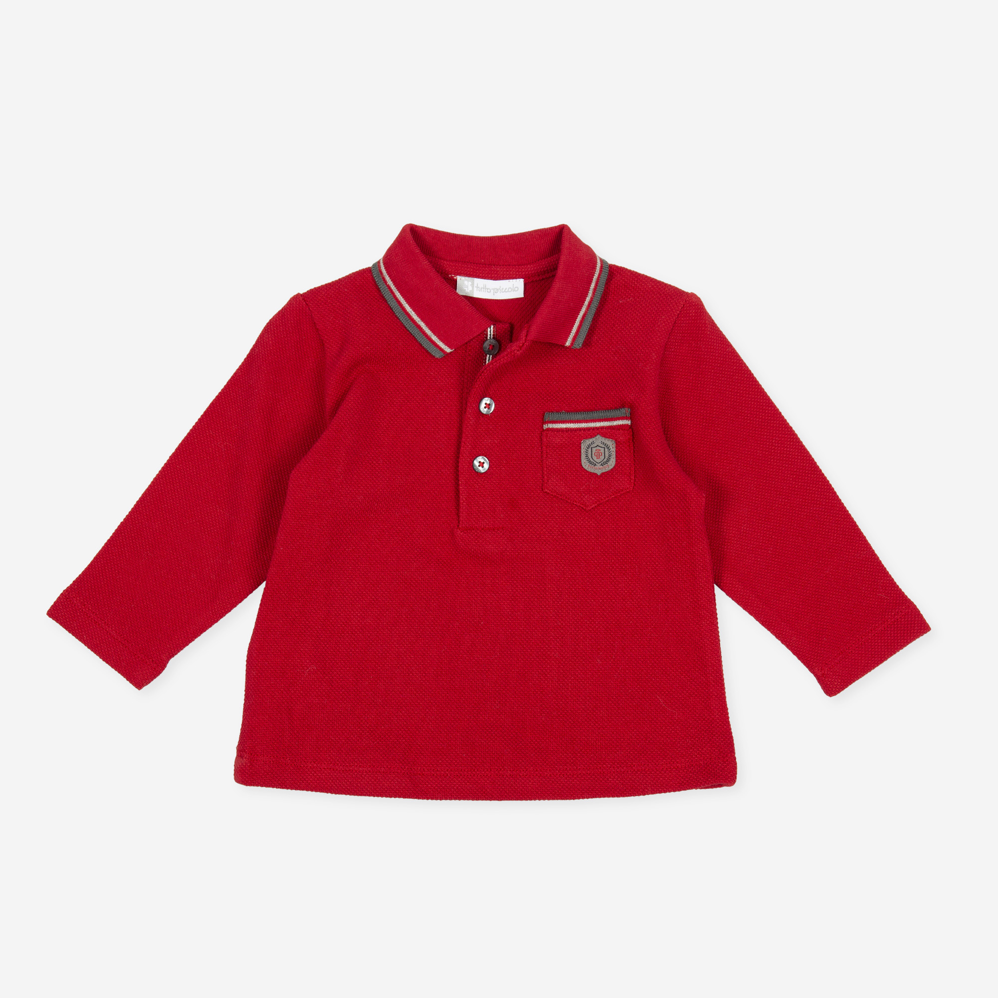 现货西班牙Tutto piccolo男小童秋冬刺绣口袋纯棉长袖Polo衫9720