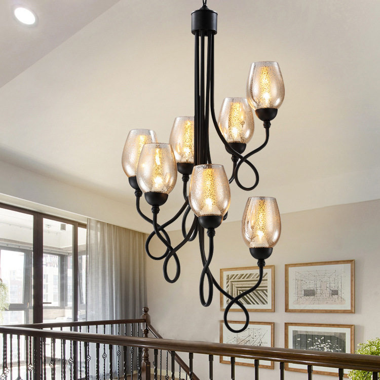 American style stairs a chandelier Long chandelier black loft Iron art modern Penthouse floor villa Long Stairwell a chandelierin the Decoration main material , Lamps , 吊灯(新增), LOFT/复式住宅/楼梯吊灯 category - from Buy2taobao.com to provide professional Taobao agent buy service