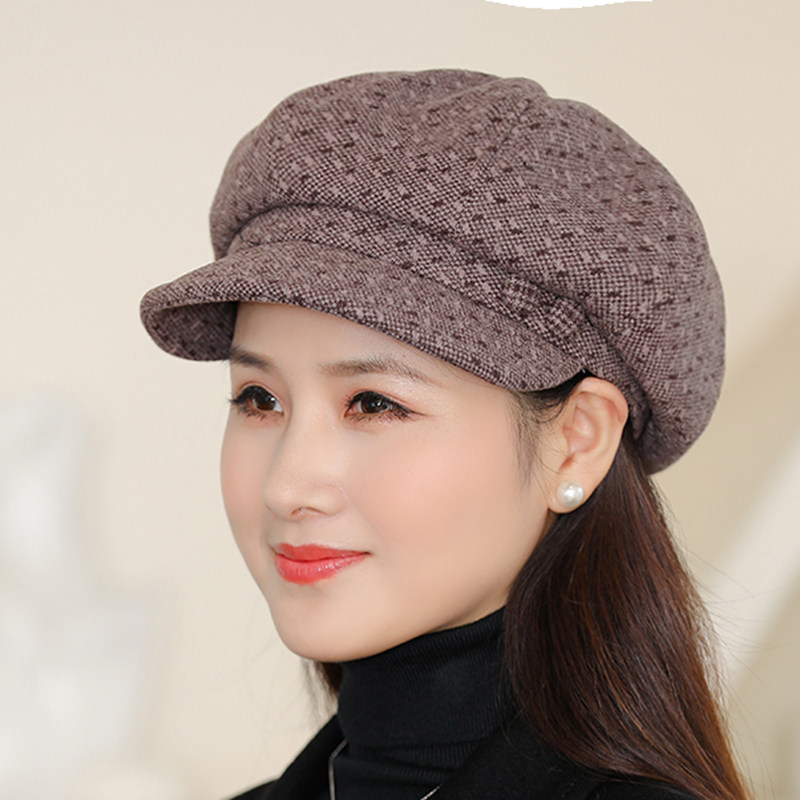 八角帽子女冬季加绒加厚保暖中老年春秋天韩版妈妈百搭休闲贝雷帽