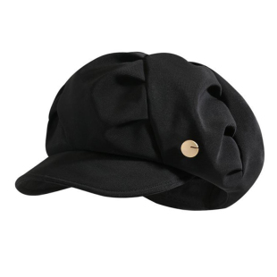 夏季八角帽子女韩版云朵褶皱透气贝雷帽春秋天百搭休闲遮阳画家帽