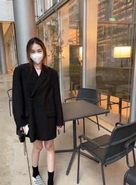 幂式穿搭返场EE同款爱上当西装狂魔黑/灰色后开叉廓形