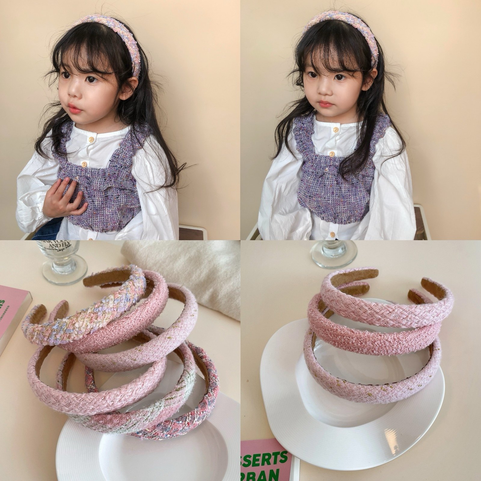 秋冬新款小香风粉色系甜美女童发箍 粗毛呢压发发饰宝宝 儿童头箍,童装/婴儿装/亲子装,发饰,淘宝优惠券,粉丝福利购,淘宝优惠卷