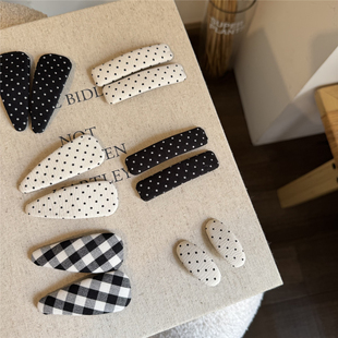韩版 儿童边夹刘海夹 百搭发夹女童 布艺波点格子bb夹宝宝 秋冬新款