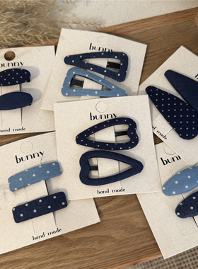 蓝色牛仔波点bb夹 韩版边夹刘海夹 后脑勺碎发夹儿童 女童发饰