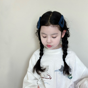 秋冬新款大号丝绒bb夹女童 韩系洋气三角水滴边夹刘海夹 儿童发夹