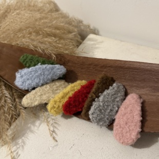 韩版彩色羊羔毛bb夹儿童 女童秋冬边夹刘海夹 大号毛绒绒发夹宝宝