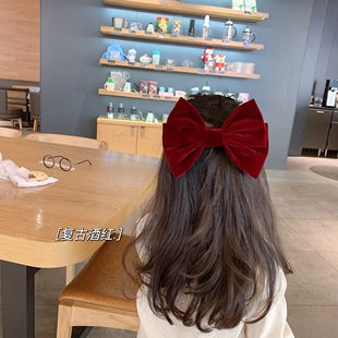 复古气质丝绒蝴蝶结头饰儿童发夹 公主 圣诞过年新年发饰女童发圈