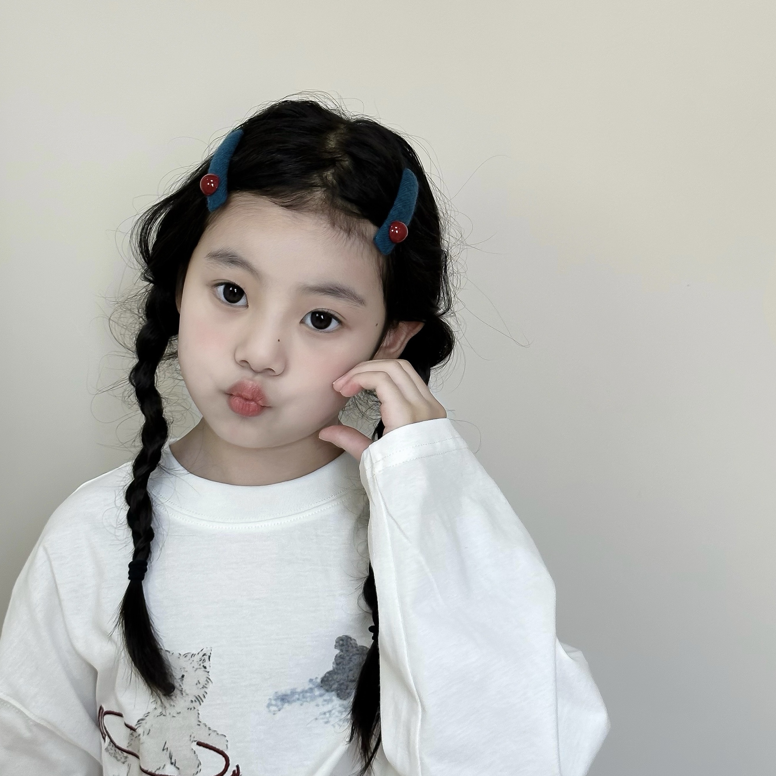 秋冬新款长条红色圆珠bb夹 洋气女童边夹刘海夹 儿童碎发夹 发饰