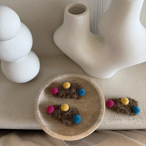 秋冬韩系彩豆毛绒绒bb夹 咖色儿童发夹侧边夹 女童头饰发饰刘海夹